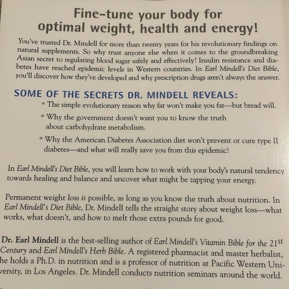Book- diet Bible, a survival guide for people with diabetes by Earl Mindel - Picture 4 of 4